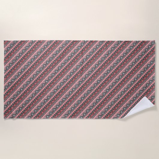 Niedlich-graue Aztec Muster Design Krawatte Strandtuch (Vorderseite)