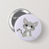 Niedlich-Graue Kitty-Taste Button (Vorne & Hinten)