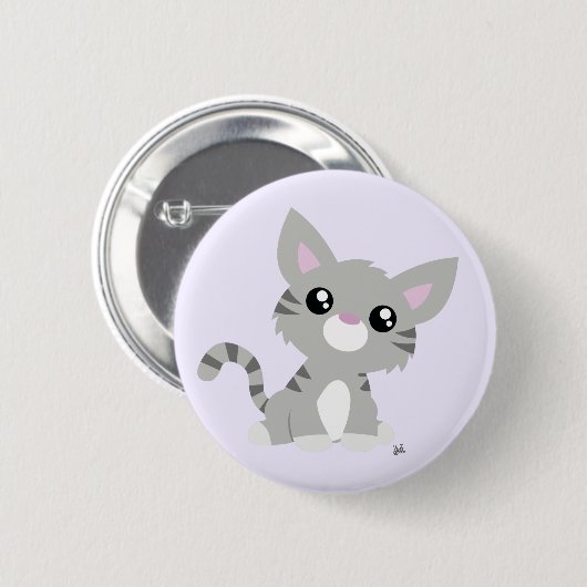 Niedlich-Graue Kitty-Taste Button (Vorne & Hinten)