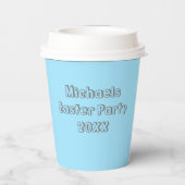 Niedlich Graue Ostern Bunny Boys Blauer Name Pappbecher (Rückseite)