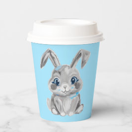 Niedlich Graue Ostern Bunny Boys Blauer Name Pappbecher
