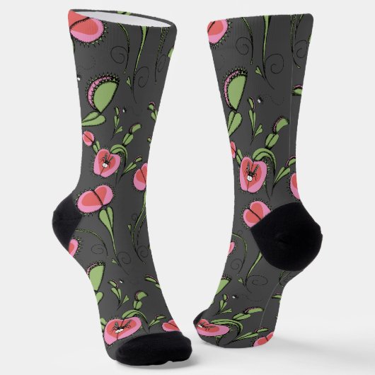 Niedlich Graue und rosa Venus Flytrap auf Ihrer Li Socken (Gewinkelt)