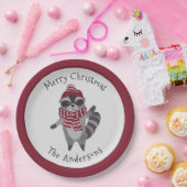 Niedlich Graue und rote Wasserfarbe Weihnachten Ra Pappteller (Party)