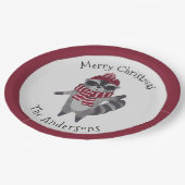 Niedlich Graue und rote Wasserfarbe Weihnachten Ra Pappteller (Schrägansicht)