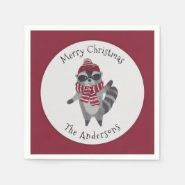 Niedlich Graue und rote Wasserfarbe Weihnachten Ra Serviette