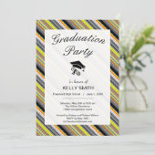 Niedlich-Graugelb-Orange-Aztec-Graduierungsparty Einladung (Stehend Vorderseite)