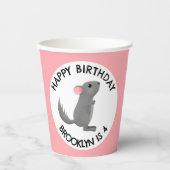 Niedlich-graurosa Chinchilla personalisierter Gebu Pappbecher (Vorderseite)