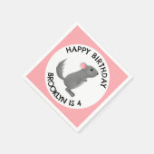 Niedlich-graurosa Chinchilla personalisierter Gebu Serviette (Ecke)