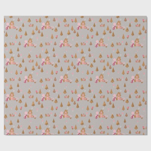 Niedlich Graurosa Gingerbrot Candy Cane Wrapping P Geschenkpapier (Flach)