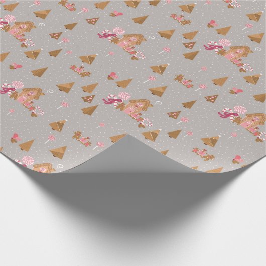 Niedlich Graurosa Gingerbrot Candy Cane Wrapping P Geschenkpapier (Ecke)