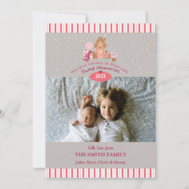 Niedlich Graurosa Gingerbrot Candy Canes Fotokarte Karte