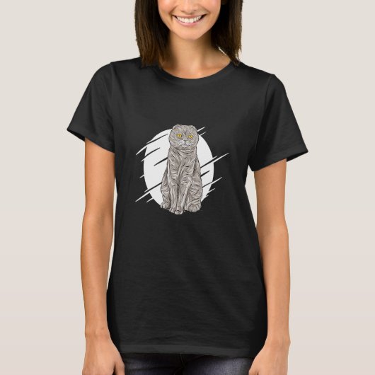 Niedlich Grauschottische Folkkatze T-Shirt (Vorderseite)