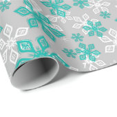Niedlich Gray Blue Snowflakes Muster Weihnachten Geschenkpapier (Rolleneckpunkt)