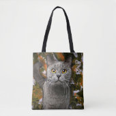 Niedlich Gray British Shorthair Cat Portrait Paint Tasche (Vorderseite)