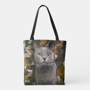 Niedlich Gray British Shorthair Cat Portrait Paint Tasche