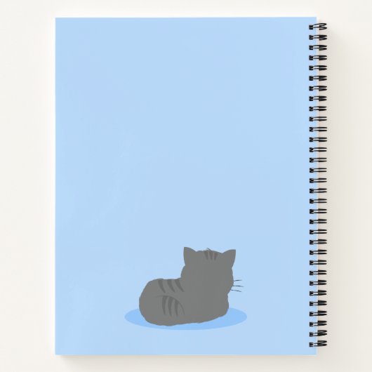 Niedlich Gray Cat Blue Spiral Notebook Notizblock (Rückseite)