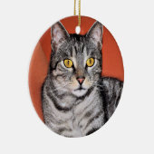Niedlich Gray Cat Portrait Keramikornament (Rechts)
