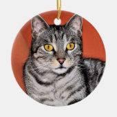 Niedlich Gray Cat Portrait Keramikornament (Vorne)