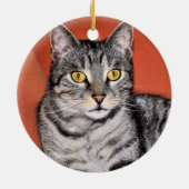 Niedlich Gray Cat Portrait Keramikornament (Hinten)