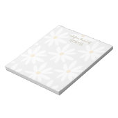 Niedlich Gray Daisy Floral Notepad Notizblock (Rotiert)