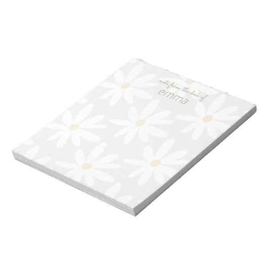 Niedlich Gray Daisy Floral Notepad Notizblock (Rotiert)