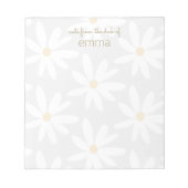 Niedlich Gray Daisy Floral Notepad Notizblock (Vorderseite)
