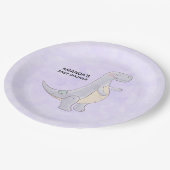 Niedlich Gray Dinosaur Toy Watercolor Babydusche Pappteller (Schrägansicht)