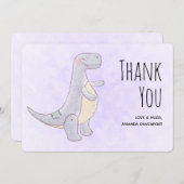 Niedlich Gray Dinosaur Toy Watercolor Dankeskarte (Vorne/Hinten)