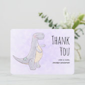 Niedlich Gray Dinosaur Toy Watercolor Dankeskarte (Stehend Vorderseite)
