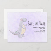 Niedlich Gray Dinosaur Toy Watercolor Save the Dat Einladungspostkarte (Vorne/Hinten)