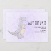 Niedlich Gray Dinosaur Toy Watercolor Save The Date (Vorne/Hinten)