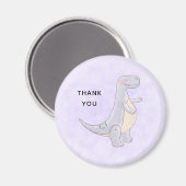 Niedlich Gray Dinosaur Toy Watercolor Vielen Dank Magnet (Vorderseite/Rückseite)