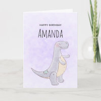 Niedlich Gray Dinosaurier Toy Watercolor Geburtsta