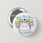 Niedlich Gray Kawaii Hamster Button (Vorne & Hinten)