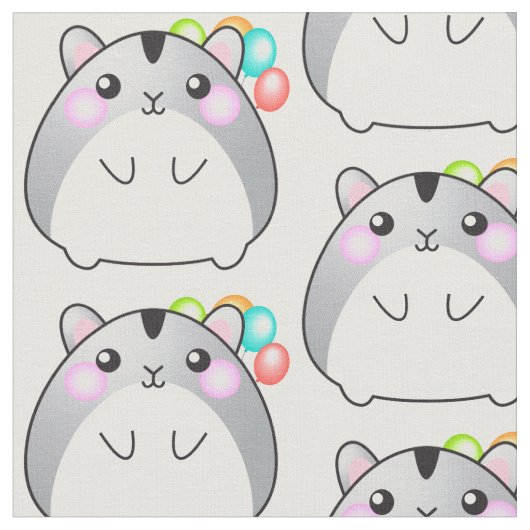 Niedlich Gray Kawaii Hamster Fabric Stoff (Nahaufnahme)