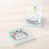 Niedlich Gray Kawaii Hamster Glasuntersetzer (Schrägansicht)