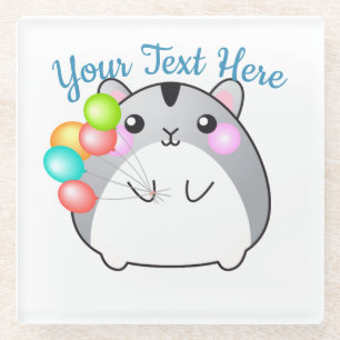 Niedlich Gray Kawaii Hamster Glasuntersetzer