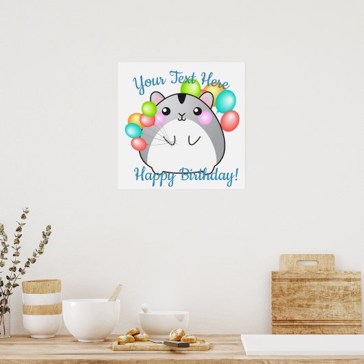 Niedlich Gray Kawaii Hamster Poster (Küche)