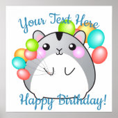 Niedlich Gray Kawaii Hamster Poster (Vorne)