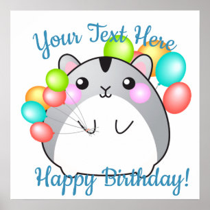 Niedlich Gray Kawaii Hamster Poster