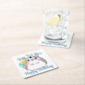 Niedlich Gray Kawaii Hamster Rechteckiger Pappuntersetzer (Vor Ort)