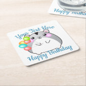 Niedlich Gray Kawaii Hamster Rechteckiger Pappuntersetzer (angewinkelt)