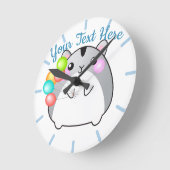 Niedlich Gray Kawaii Hamster Runde Wanduhr (Winkel)