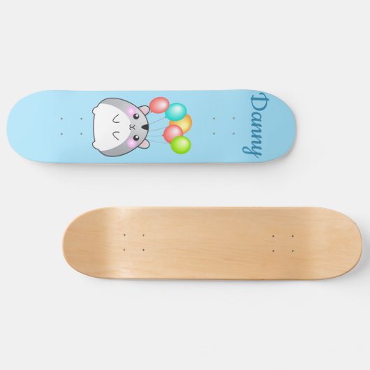 Niedlich Gray Kawaii Hamster Skateboard (Horizontal)