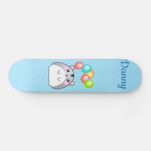 Niedlich Gray Kawaii Hamster Skateboard (Horizontal)