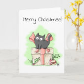 Niedlich Gray Kitten auf einem Geschenk Weihnachte Karte (Gelbe Blume)
