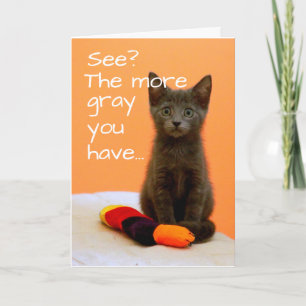 Niedlich Gray Kitten auf orangefarbenem Hintergrun Karte