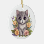 Niedlich Gray Kitten Keramik Ornament (Rechts)