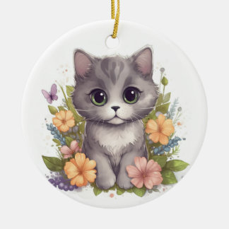 Niedlich Gray Kitten Keramik Ornament