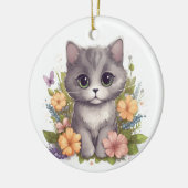 Niedlich Gray Kitten Keramik Ornament (Links)
